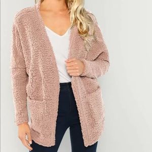 Patch Pocket Open Front Teddy coat